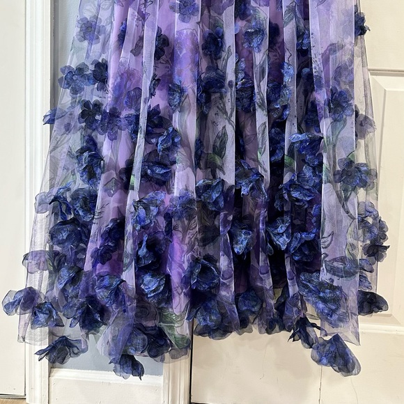 NWT Marchesa Notte Evening Gown Floral Applique Maxi 14 - Picture 9 of 13